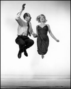 American actress Marilyn MONROE jumping with Philippe HALSMAN